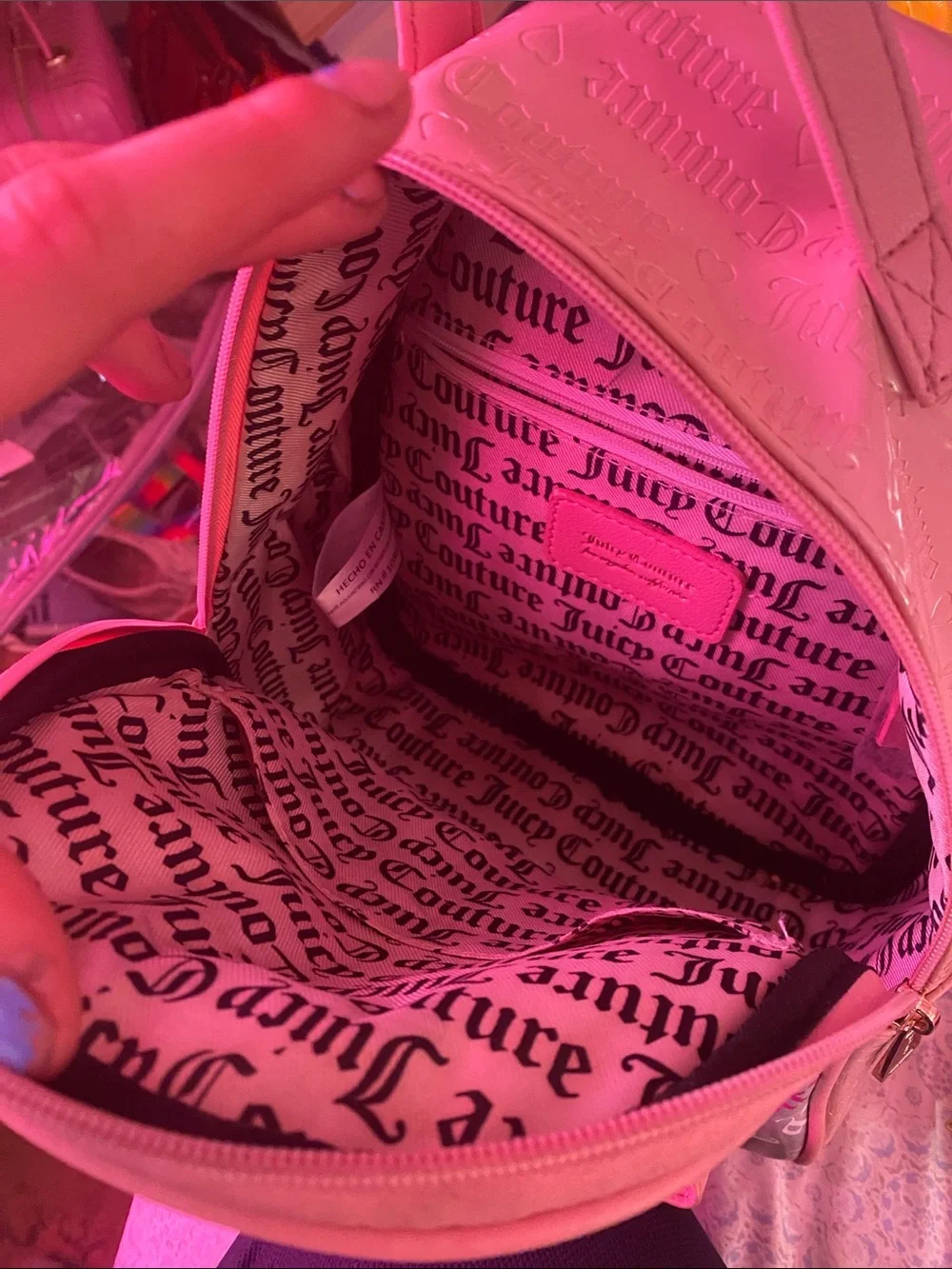 Juicy Couture Pink Script Mini Backpack with Front Bow